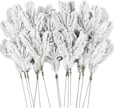 Hágalo usted mismo 15 piezas ramas de pino nevado 11,8" Navidad artificial 15 piezas, blanco  Foto 1 de 4