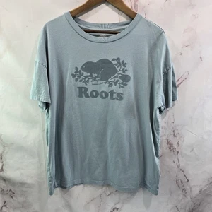 Roots Canada T-Shirt Damen Large hellblau Kurzarm Tee kastig Oversized  - Bild 1 von 11