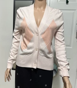 525 America Pink Argyle Strickjacke Preppy Pastell Rosa Coquette Mädchen - Bild 1 von 8