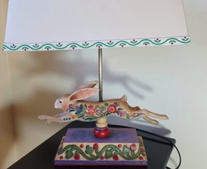 Jim Shore Heartwood Creek 18" Rabbit Table Lamp Enesco 2004 Bunny Light Shade - Picture 1 of 17