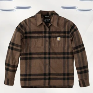Ex Carhartt Damen Langarm Loose Fit Flanell Kariert Arbeitskleidung Hemd in Braun - Bild 1 von 5