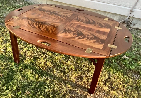 Vtg Wood Butler Coffee Table Drop Leaves Chippendale Style councill craftsmen Cover
