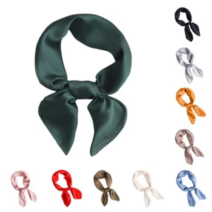 Bufanda de oficina pequeña cuadrada diaria satinada lisa color liso informal para mujer - Imagen 1 de 13