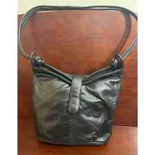 Vintage Saddle River Black Leather Slouch Handbag Purse Knotted Shoulder Strap