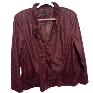 Elementz Womans Full Zip Lined Jacket Burgundy Shimmer Plus Size 2X Pockets - Picture 1 of 10