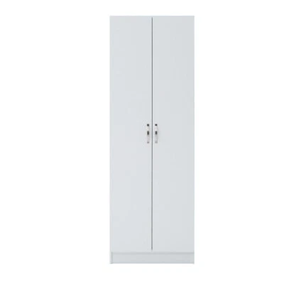 2 Door Wardrobe White Hanging Rail with Metal Handles - Image 1 of 4