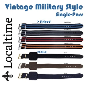 Correas de reloj militar envolventes individuales estilo vintage 14 mm-20 mm S/S y hebillas GP - Imagen 1 de 12