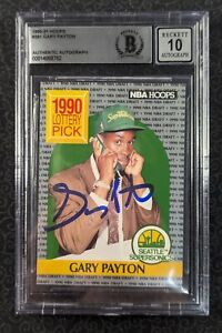 1990-91 NBA Hoops - GARY PAYTON - Rookie AUTO - BGS Autograph 10 - Supersonics 