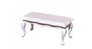Table basse blanche Queen Ann maison de poupée, table d'accent blanche miniature - Photo 1 sur 2