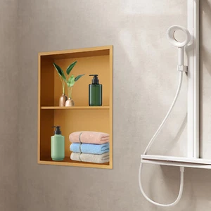 Nicho de ducha empotrado 14x17x10" doble estante insertado en la pared para ducha baño - Imagen 1 de 14