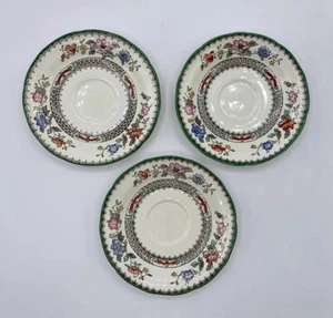 3 x Antique COPELAND SPODE Chinese Rose Saucer 629599 Green Floral 11cm 1891+ - Picture 1 of 12