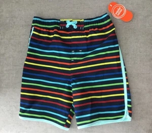 Wonder Nation Toddler Boy's Size 4T Swim Trunks Blue W/Multi Stripes UPF 50+ NWT - Picture 1 of 8