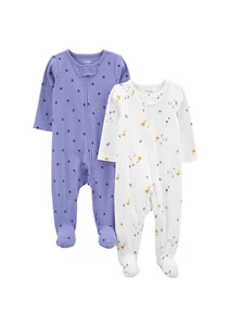 Simple Joys by Carter's Baby Girls' Cotton Footed Sleep and Play, Pack of 2 / NB - Picture 1 of 5
