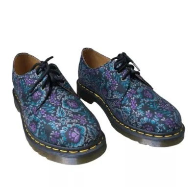 $150 Zapatos Oxford Dr Martens 1461 Floral Jacquard Talla 5 Mujer Negro Púrpura Azul Foto 1 de 4