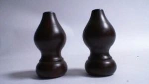 Pair Of Dark Walnut Wooden Curtain Finial - To Fit 30mm Poles #28A9 - Imagen 1 de 3