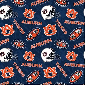 NCAA Auburn Tigers Licensed Cotton Fabric 1/2 Yard 43/44" Wide BTHY - Picture 1 of 1