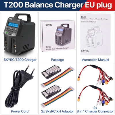 SKYRC T200 100W 12A AC/DC Dual Balance Ladegerät Entlader EU Plug für RC Akku - Bild 1 von 4