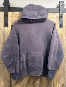 Vintage 50s Blue 2 Tone Pullover Hoodie Rare Double Face Faded Size Large Cotton - Bild 1 von 6