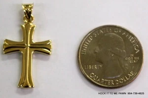 14K Gelbgold Poliertes Kreuz Charm Anhänger - Bild 1 von 5