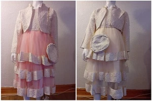 Girls Jacquard Party Dress 3pc Set – Dress, Shrug & Purse (2-12 Yrs) - Picture 1 of 26