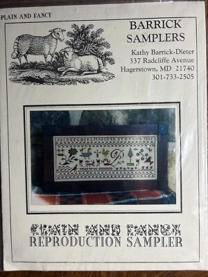 Barrick Samplers Plain And Fancy Vintage Cross Stitch Pattern Needle Work 2001 - Image 1 of 4