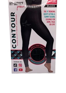 Black Contour Shape & Lift Mesh Leggings (Size: XXLarge) Moisture Wicking Fabric - Picture 1 of 3