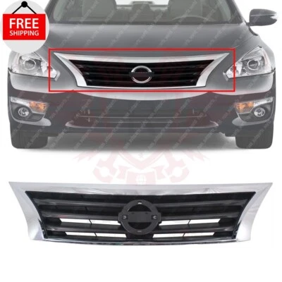 New Front Upper Grille Chrome Shell And Black Insert For 2013-2015 Nissan Altima Foto 1 de 4