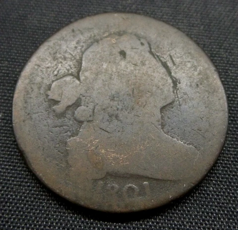 1801 Draped Bust Large One Cent 1c Coin - B602 Cover