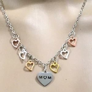 Mom Multi Heart Mother's Day Pendant Necklace Handmade Quality - Picture 1 of 2