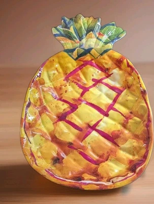 Bandeja grande de plástico melamina piña Tiki Luau plato tropical para servir 15”x10” Foto 1 de 4