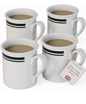 Кружка для завтрака Portmeirion Potter's Stripe (набор из 4) - 9 унций белые керамические кружки... - Изображение 1 из 4