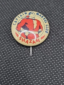 VINTAGE ORIGINAL 1940er CAPTAIN MARVEL CLUB SHAZAM PINBACK BUTTON PIN selten - Bild 1 von 15