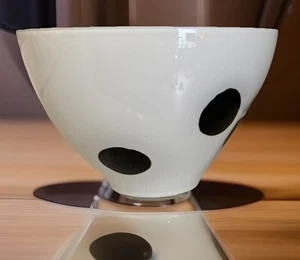 IKEA 1980 Glass White Bowl Black Dots Johanna Jelinek en Anna Nilsson 11”x7” - Picture 1 of 10