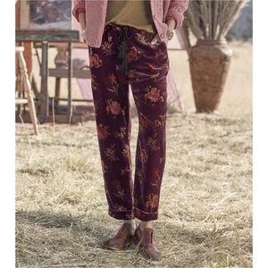 Sundance Women's Velvet Blooms Silk Blend Floral Print Brown Pants Size Medium M - Picture 1 of 13