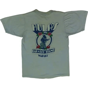 T-shirt vintage anni 80 Hula's Bar & Lei Stand Waikiki Hawaii souvenir LGBTQ bar gay - Foto 1 di 4