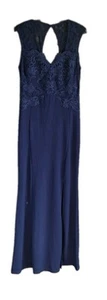New NEXT Navy Lace Embroidered Sleeveless Party Prom Maxi Dress Size UK 12 - Picture 1 of 7