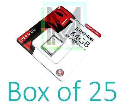 SDS/64GB KINGSTON CANVAS SELECT 64GB 80MB/s Class 10/UHS-I HD SDXC CARD - 25pcs - Image 1 of 4