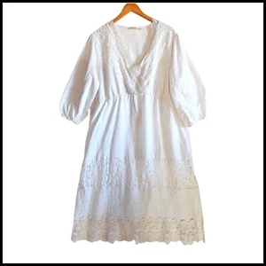 Sol Surroundings Maxi Dress Lace Trim Boho Peasant Cottagecore White 2X - Picture 1 of 11