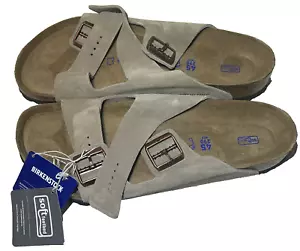 Sandalias Birkenstock Para Hombre Talla 12 Arizona Plantilla Suave Gamuza Cuero Beige Taupe - Imagen 1 de 10