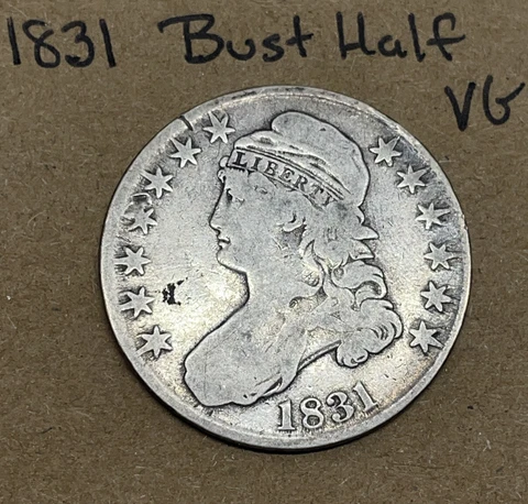 1831 Capped Bust Half Dollar VG Details Circulated Cover