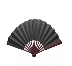 Chinese Nylon-Cloth Handheld Folding Hand Fan Drawing Dancing Performance Black - Picture 1 of 1