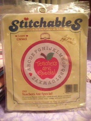Stitchables Teachers Are Special Learn Crewel Embroidery Craft Kit & Frame New - Image 1 of 4