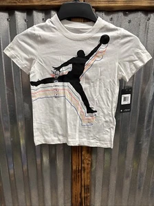 Nike Jordan Jumpman Neon Graphic Short Sleeve Logo T Shirt White Sz 7 New w/ Tag - Picture 1 of 4