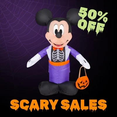 Mickey Mouse Halloween Skeleton Tuxedo Disney 21'' Airblown Inflatable Gemmy NIB