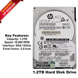 HP MLC 1.2TB 10K RPM SAS 12Gb/s SFF 2.5" Hard Drive 787175-004 0B31876 - Picture 1 of 10