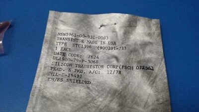 (1 PC) STC1396, 5961-00-931-0083 SILICON TRANSISTOR CORP. 900201-71 - Image 1 of 3
