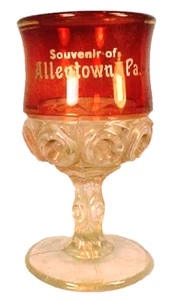 Allentown Pa Wine Goblet Co-Op Royal Ruby Stained Clear Glass EAPG Antique - Picture 1 of 5