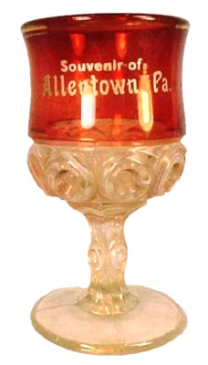 Allentown Pa Wine Goblet Co-Op Royal Ruby Stained Clear Glass EAPG Antique - Image 1 of 4