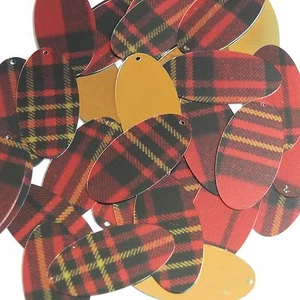 Oval Sequin 1.5" Tartan Royal Stewart Red Gold Metallic - Picture 1 of 2