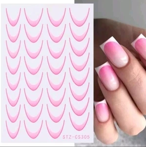 French Rose Pink Gradient stripe Manicure Line Sliders 5 Nails On 4 Rows - Picture 1 of 3